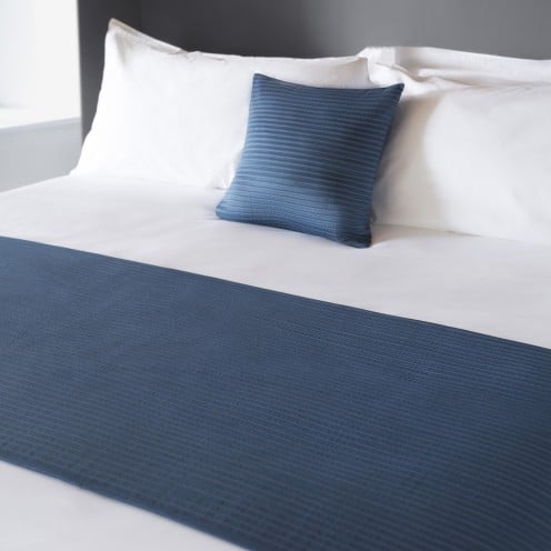 Eros Navy Blue Flame Retardant Bed Runners