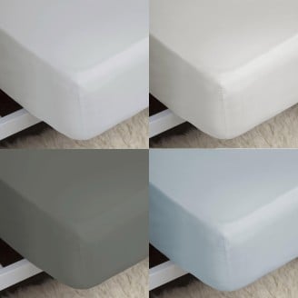 Easy Care Polycotton Fitted Sheets in White, Grey, Duck Egg and Ivory